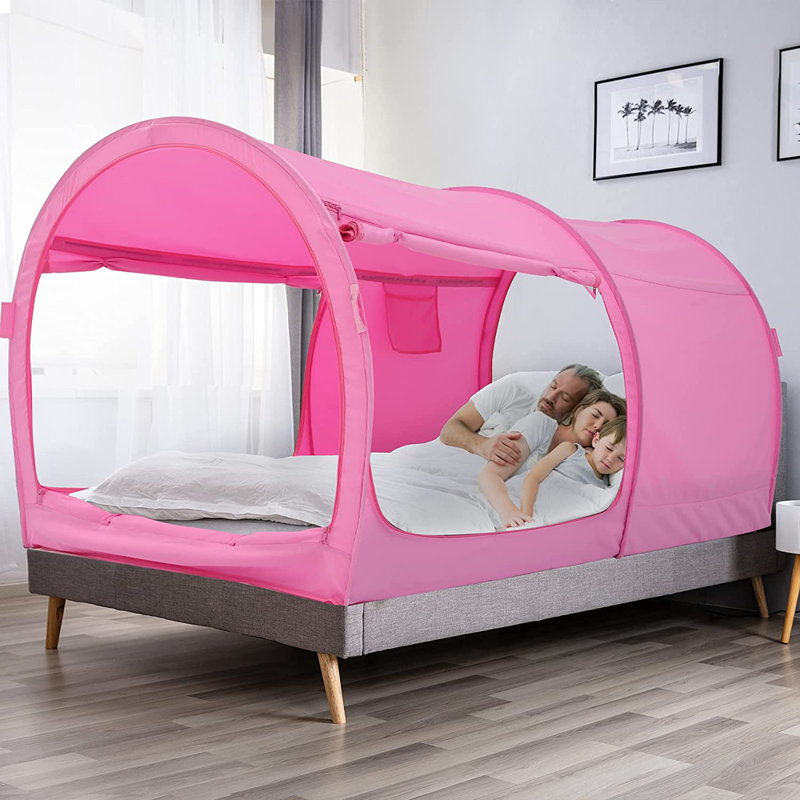Pink canopy tent for bed discount